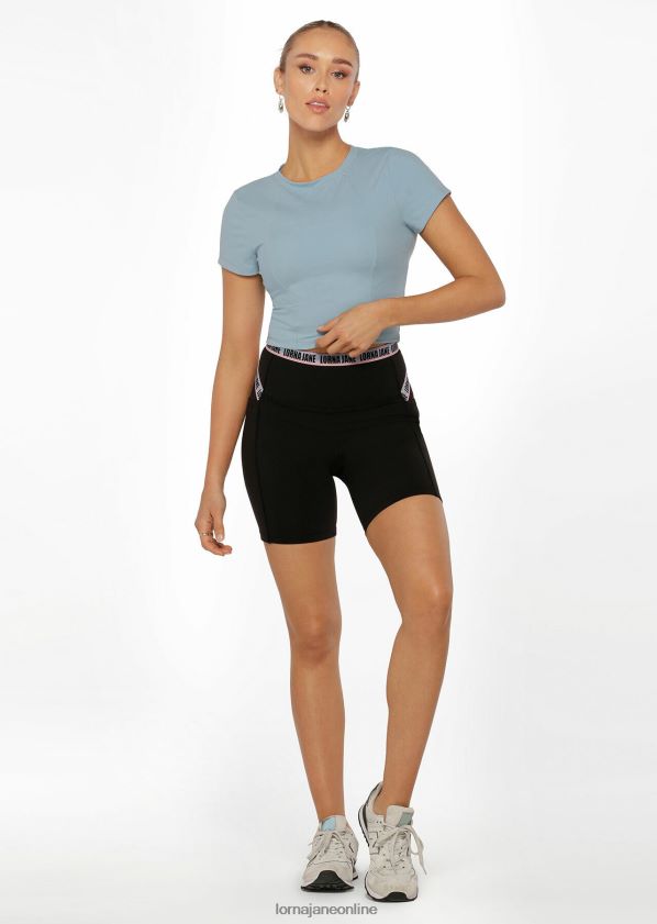 Lorna Jane Aktives kurzärmliges Crop-Top mit Ausschnitten ZR60X203 Bekleidung Reise blau Frauen