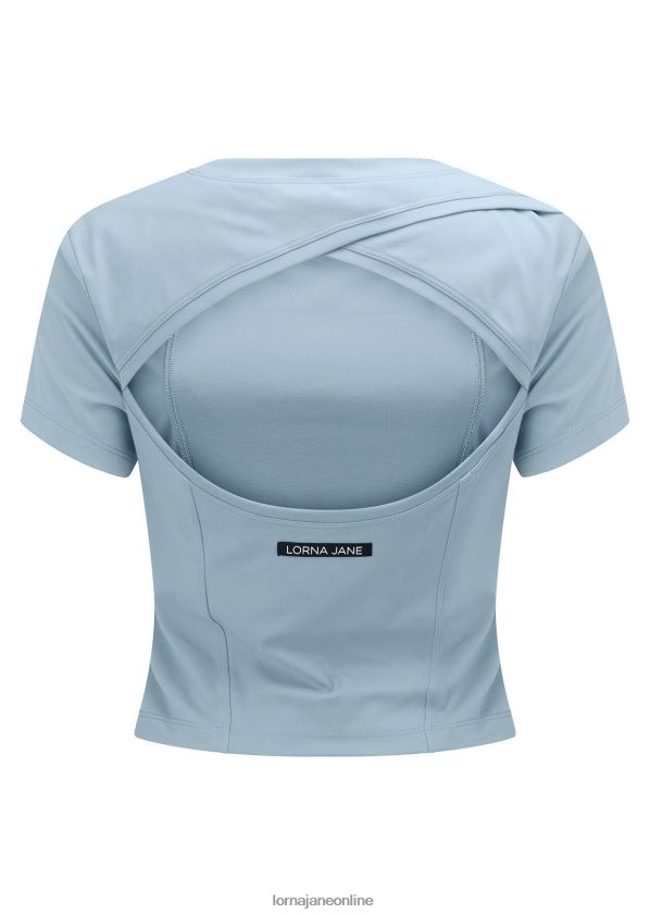 Lorna Jane Aktives kurzärmliges Crop-Top mit Ausschnitten ZR60X203 Bekleidung Reise blau Frauen