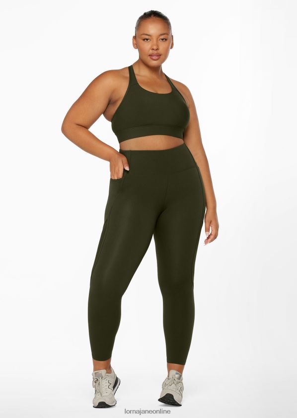 Lorna Jane Bewegungs-Knöchelbeißer-Leggings ZR60X26 Bekleidung Luxusgrün Frauen
