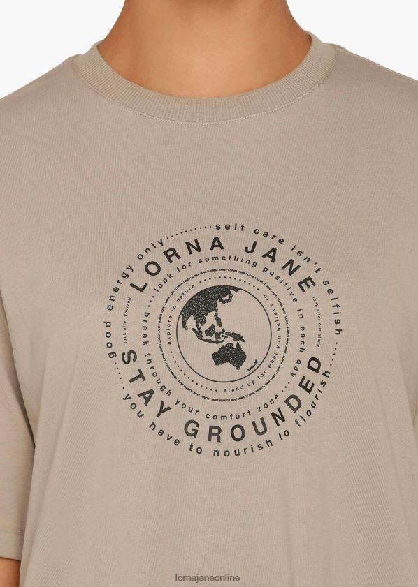 Lorna Jane Bleiben Sie geerdet entspanntes T-Shirt ZR60X64 Bekleidung dunkles gebrochenes Weiß Frauen