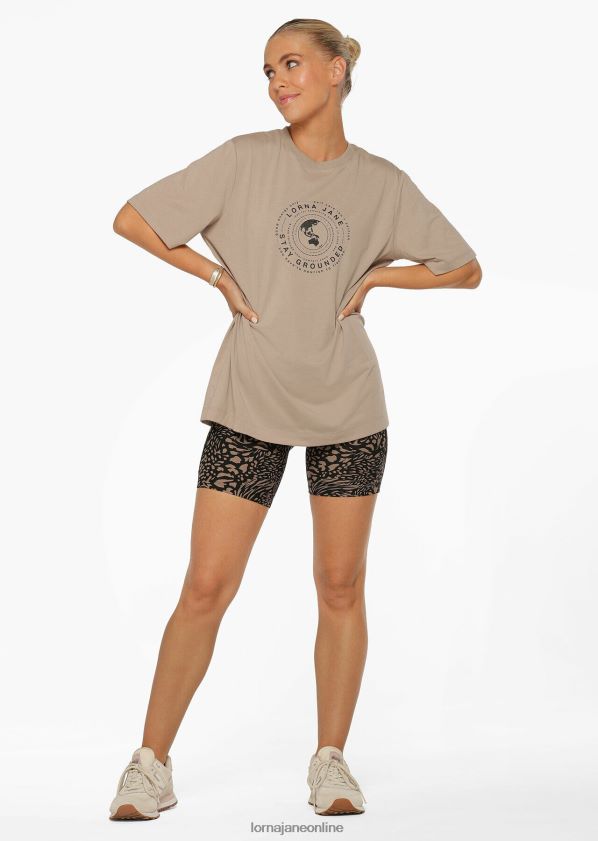 Lorna Jane Bleiben Sie geerdet entspanntes T-Shirt ZR60X64 Bekleidung dunkles gebrochenes Weiß Frauen