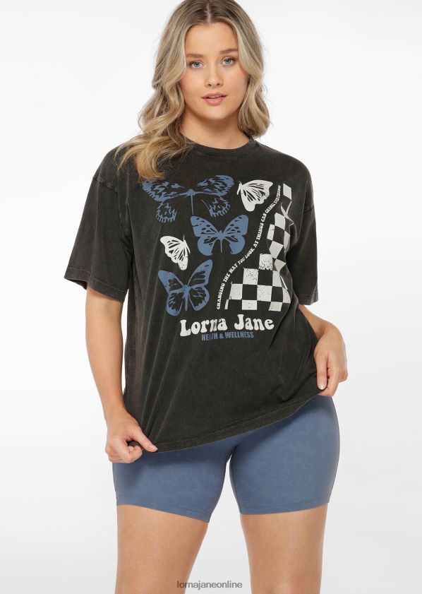 Lorna Jane Boyfriend-T-Shirt mit Flourish-Waschung ZR60X83 Bekleidung schwarz gewaschen Frauen