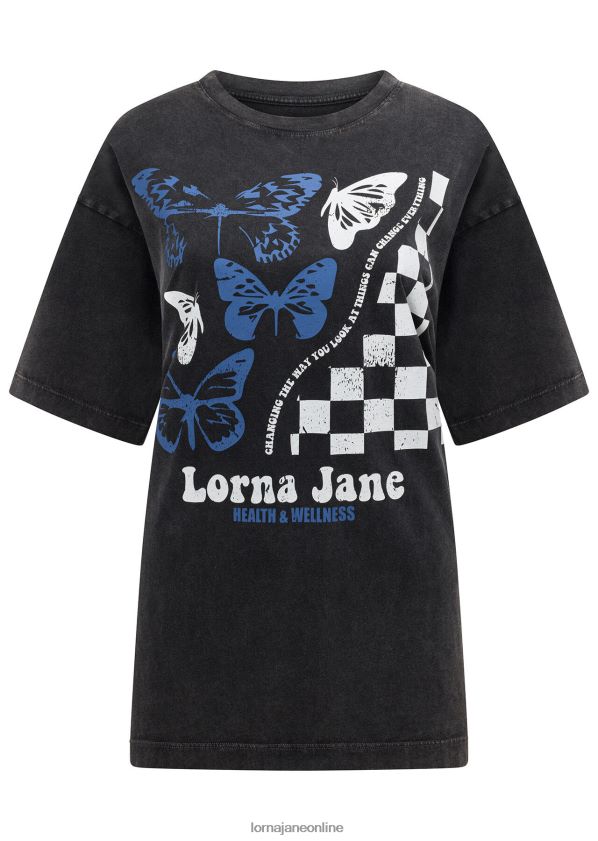 Lorna Jane Boyfriend-T-Shirt mit Flourish-Waschung ZR60X83 Bekleidung schwarz gewaschen Frauen