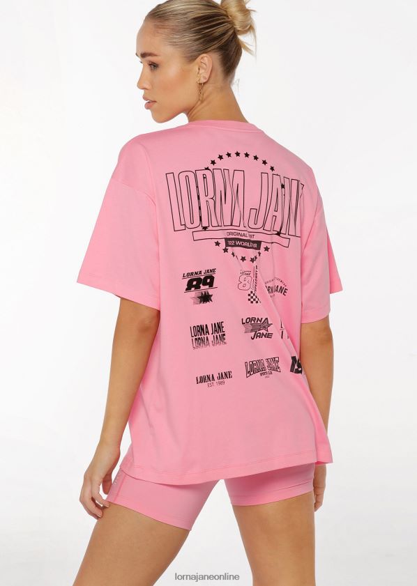 Lorna Jane Boyfriend-T-Shirt zur Welttournee 2022 ZR60X222 Bekleidung lebendiger Kaugummi Frauen