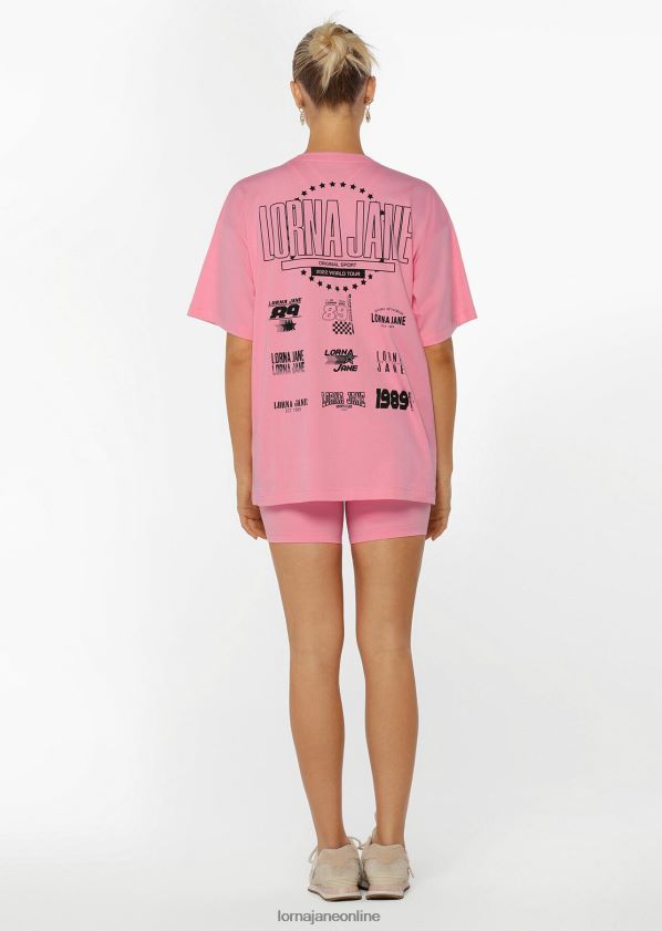 Lorna Jane Boyfriend-T-Shirt zur Welttournee 2022 ZR60X222 Bekleidung lebendiger Kaugummi Frauen