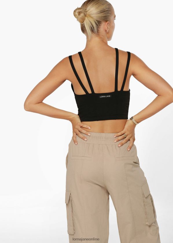 Lorna Jane Elemente recycelte kurz geschnittene Aktiv-BH-Tank-Kombination ZR60X58 Bekleidung Schwarz Frauen