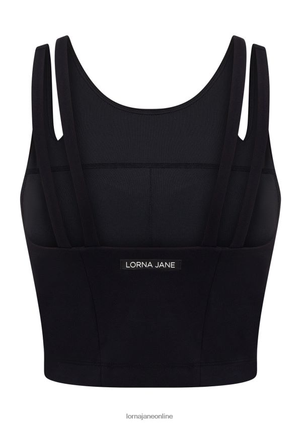 Lorna Jane Elemente recycelte kurz geschnittene Aktiv-BH-Tank-Kombination ZR60X58 Bekleidung Schwarz Frauen