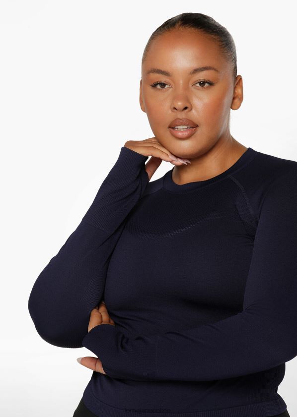 Lorna Jane Energized nahtloses Langarm-Top ZR60X72 Bekleidung Französische Marine Frauen