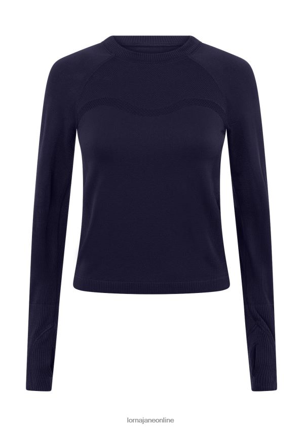 Lorna Jane Energized nahtloses Langarm-Top ZR60X72 Bekleidung Französische Marine Frauen