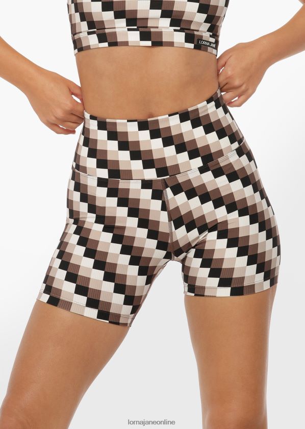 Lorna Jane Gerippte Fahrradshorts im Retro-Karomuster ZR60X157 Bekleidung Retro-Karodruck Frauen