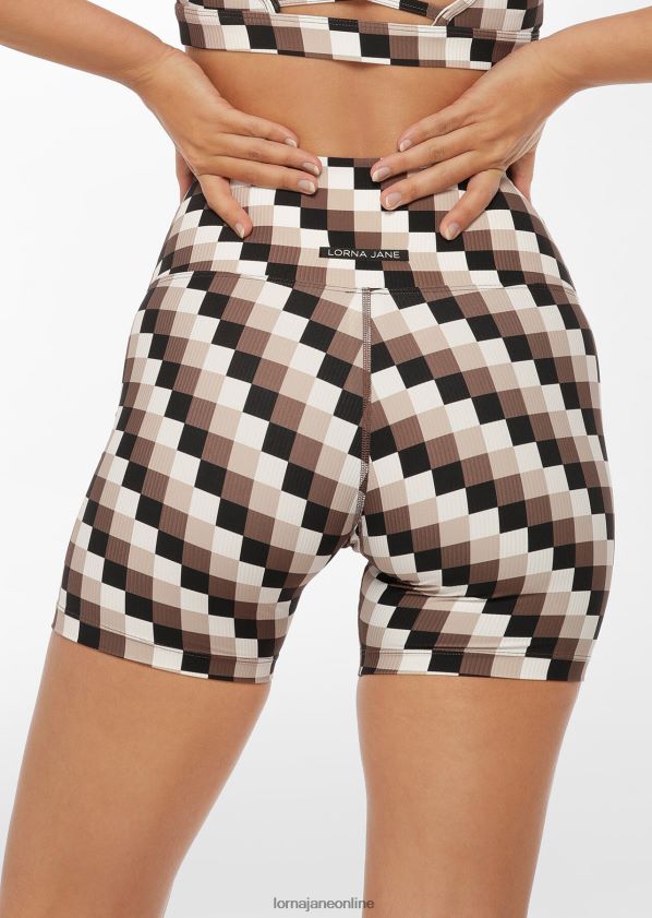 Lorna Jane Gerippte Fahrradshorts im Retro-Karomuster ZR60X157 Bekleidung Retro-Karodruck Frauen