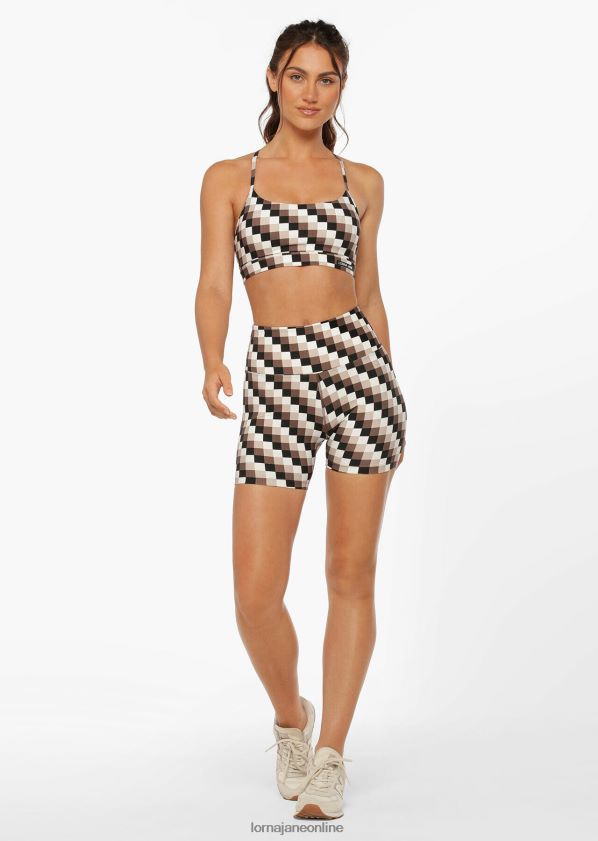 Lorna Jane Gerippte Fahrradshorts im Retro-Karomuster ZR60X157 Bekleidung Retro-Karodruck Frauen