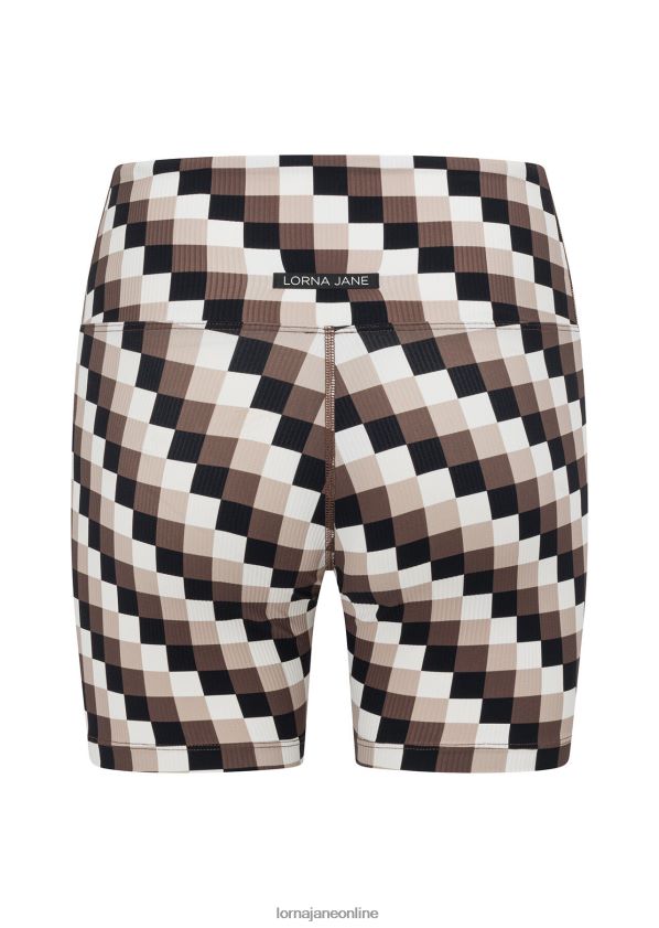 Lorna Jane Gerippte Fahrradshorts im Retro-Karomuster ZR60X157 Bekleidung Retro-Karodruck Frauen