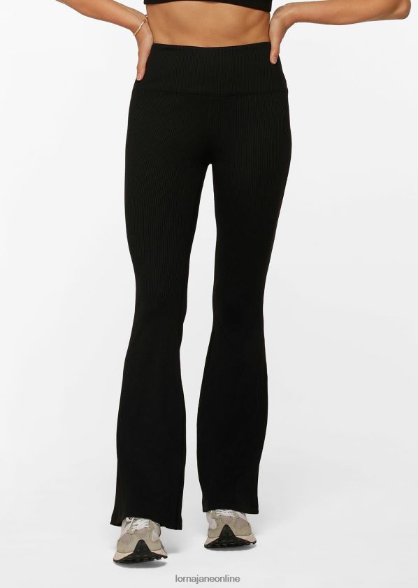 Lorna Jane Gerippte Retro-Schlaghosen ZR60X117 Bekleidung Schwarz Frauen