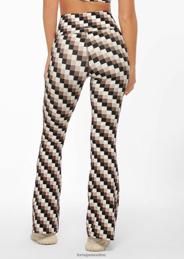 Lorna Jane Gerippte Schlaghosen mit Retro-Karomuster ZR60X138 Bekleidung Retro-Karodruck Frauen