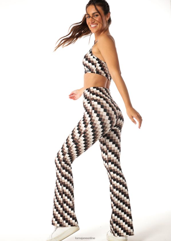 Lorna Jane Gerippte Schlaghosen mit Retro-Karomuster ZR60X138 Bekleidung Retro-Karodruck Frauen