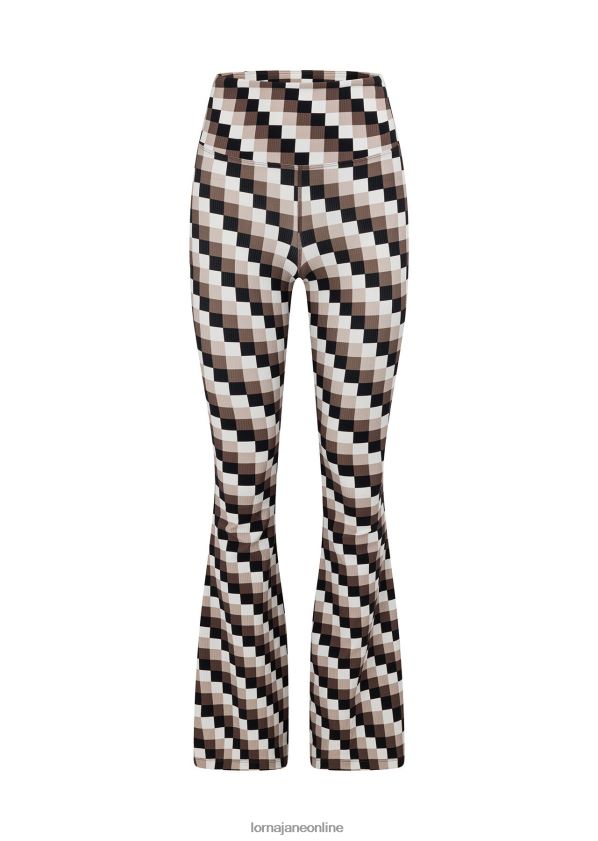 Lorna Jane Gerippte Schlaghosen mit Retro-Karomuster ZR60X138 Bekleidung Retro-Karodruck Frauen