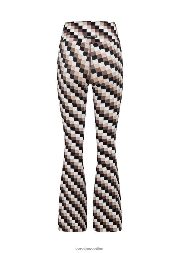 Lorna Jane Gerippte Schlaghosen mit Retro-Karomuster ZR60X138 Bekleidung Retro-Karodruck Frauen