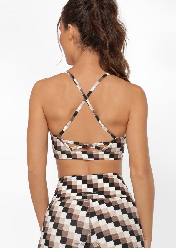 Lorna Jane Gerippter Sport-BH mit Retro-Karomuster ZR60X136 Bekleidung Retro-Karodruck Frauen