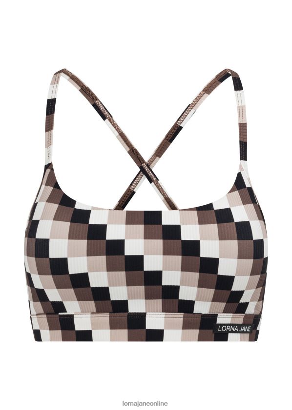 Lorna Jane Gerippter Sport-BH mit Retro-Karomuster ZR60X136 Bekleidung Retro-Karodruck Frauen