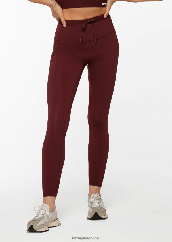 Lorna Jane Halten Sie mit den knöchelbeißenden Leggings mit mehreren Taschen Schritt ZR60X25 Bekleidung kastanienbraun Frauen