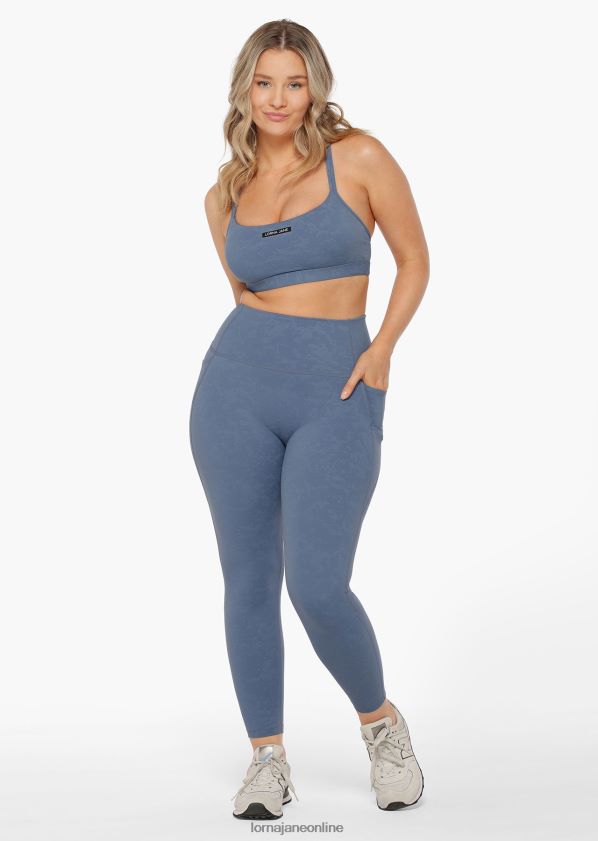 Lorna Jane Hochfaltbare No-Ride-Knöchelbeißer-Leggings ZR60X85 Bekleidung neblig blau gewaschen Frauen