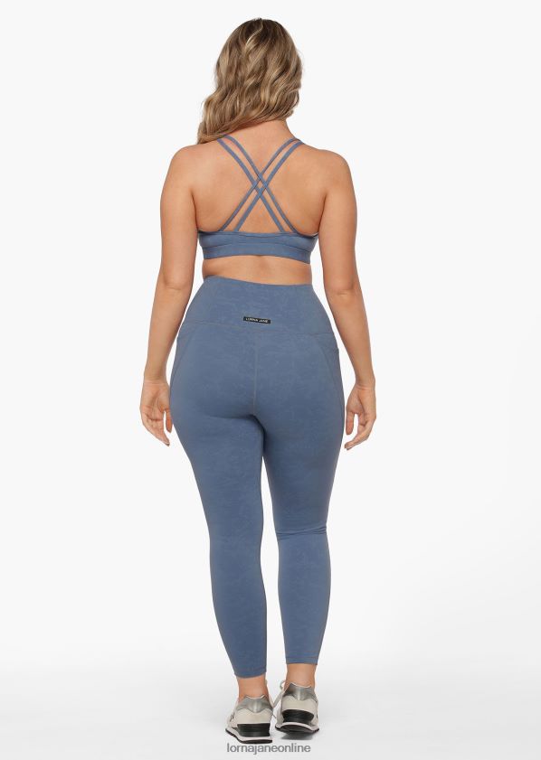 Lorna Jane Hochfaltbare No-Ride-Knöchelbeißer-Leggings ZR60X85 Bekleidung neblig blau gewaschen Frauen