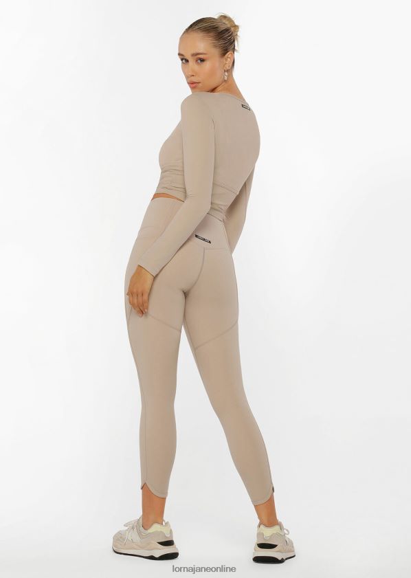 Lorna Jane Hochgefaltete Booty-Knöchelbeißer-Leggings ZR60X168 Bekleidung cremefarben Frauen