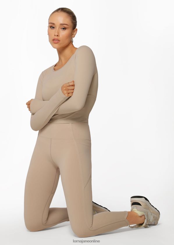 Lorna Jane Hochgefaltete Booty-Knöchelbeißer-Leggings ZR60X168 Bekleidung cremefarben Frauen