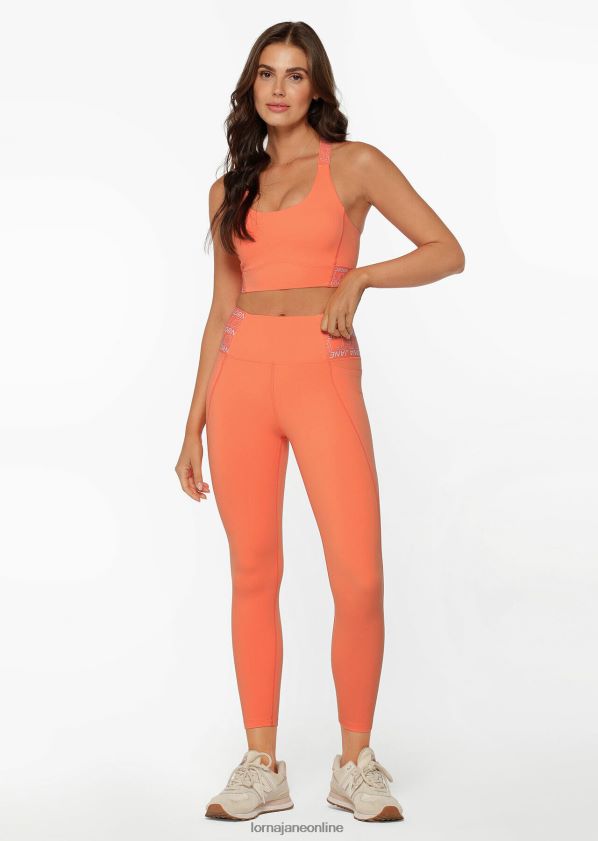 Lorna Jane Hochwertige Knöchelbeißer-Leggings mit Handytasche ZR60X266 Bekleidung Sonnenuntergang orange Frauen