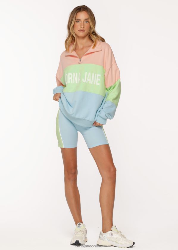 Lorna Jane LJ Splice Quarter Zip Sweat ZR60X59 Bekleidung Regenbogenspleiß Frauen