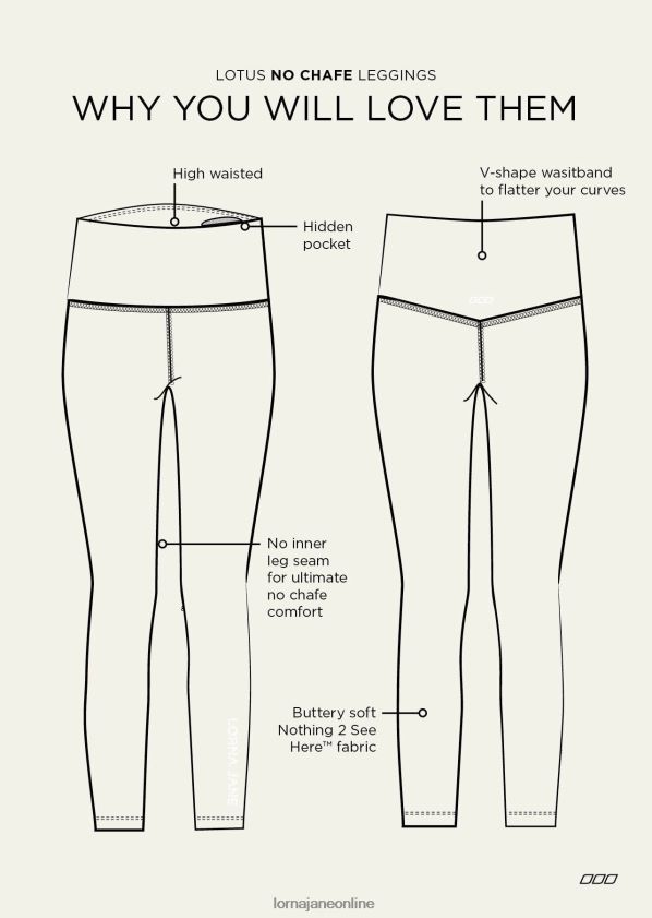 Lorna Jane Lotus-Leggings ohne Scheuern in voller Länge ZR60X458 Bekleidung Schwarz Frauen