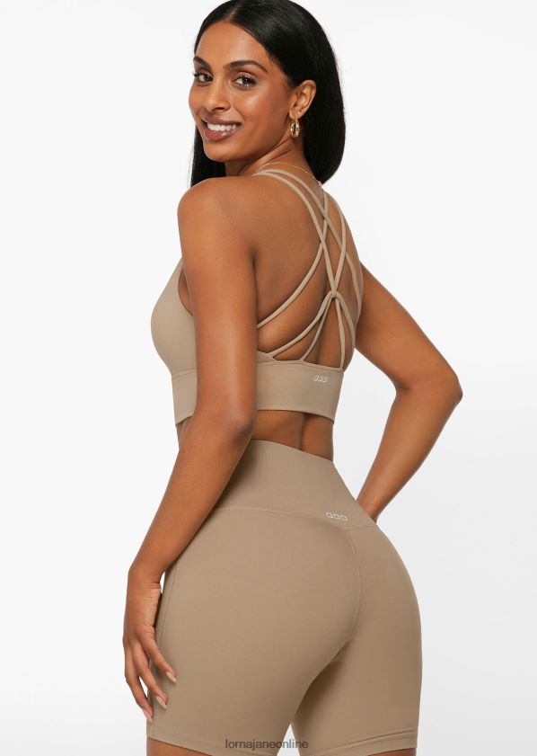 Lorna Jane Lotus Longline-Sport-BH ZR60X107 Bekleidung dunkles gebrochenes Weiß Frauen