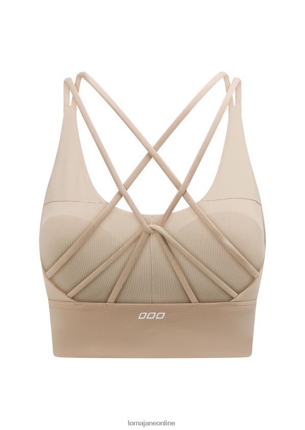 Lorna Jane Lotus Longline-Sport-BH ZR60X107 Bekleidung dunkles gebrochenes Weiß Frauen