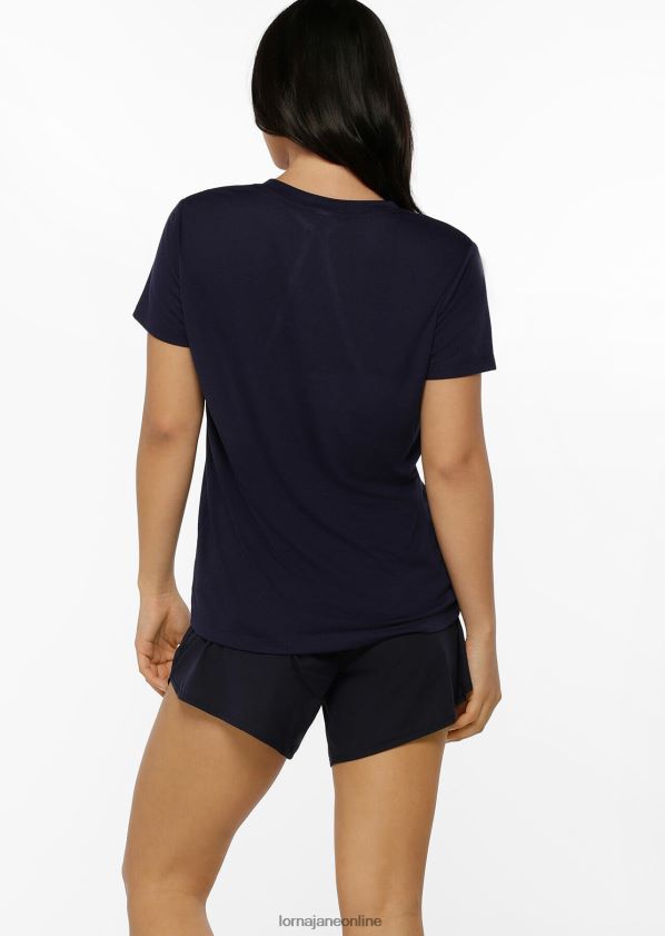 Lorna Jane Lotus-T-Shirt ZR60X216 Bekleidung Französische Marine Frauen