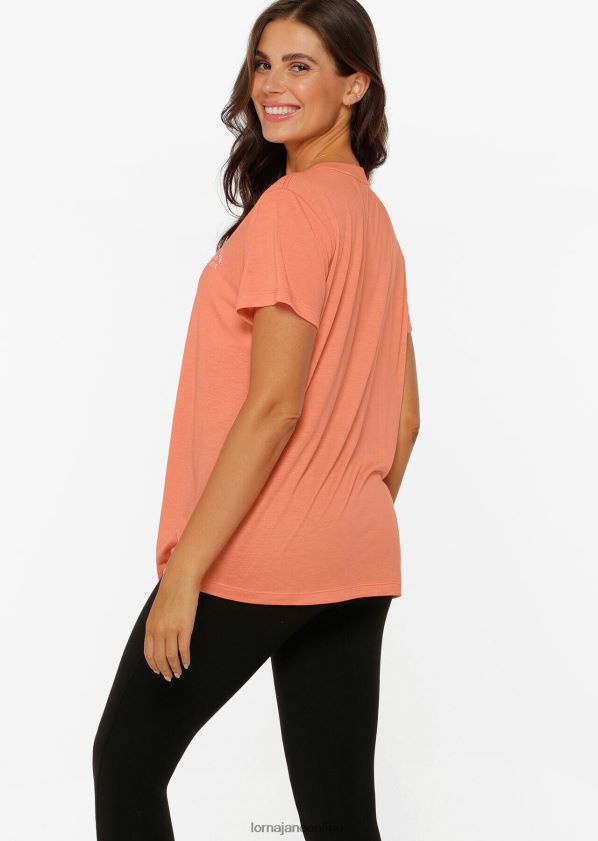 Lorna Jane Lotus-T-Shirt ZR60X277 Bekleidung Sonnenuntergang orange Frauen