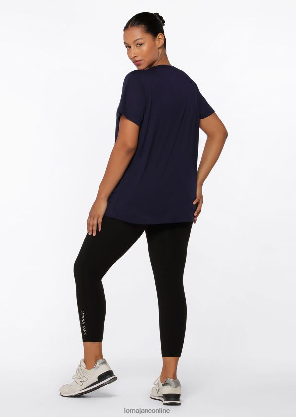 Lorna Jane Lotus-T-Shirt ZR60X436 Bekleidung Französische Marine Frauen