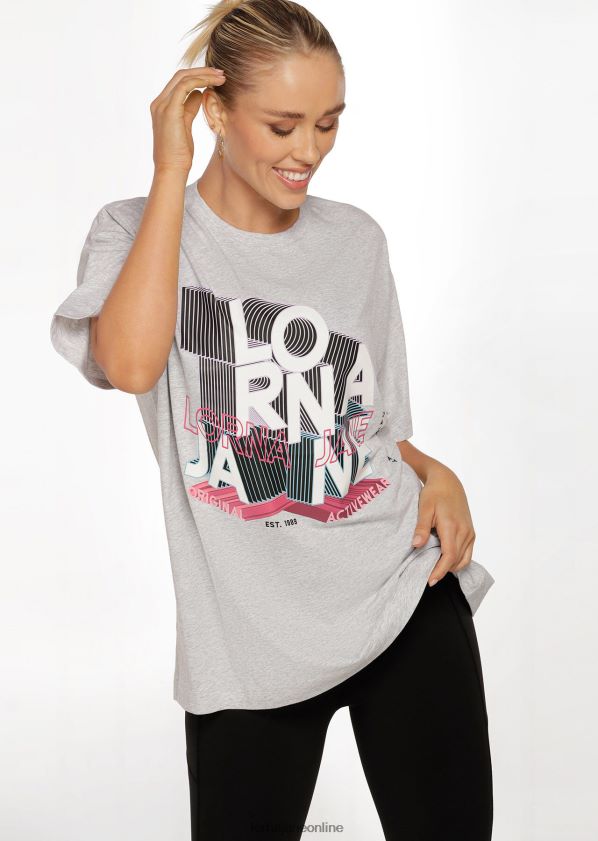 Lorna Jane Metaverse 3D-Boyfriend-Grafik-T-Shirt ZR60X227 Bekleidung hellgrau meliert Frauen