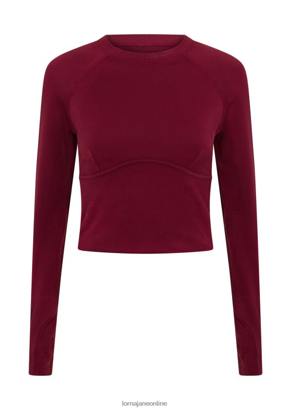 Lorna Jane Nahtloses konturgeschnittenes langärmliges Oberteil ZR60X15 Bekleidung Sepia Frauen