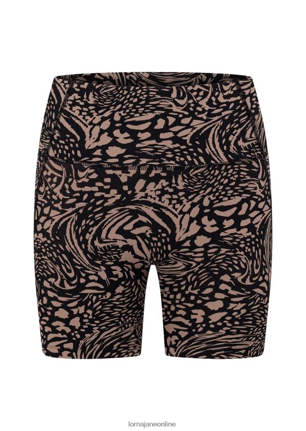 Lorna Jane Oasis Hi-Fold No Ride Pocket Bike Short ZR60X65 Bekleidung neutraler abstrakter Druck Frauen