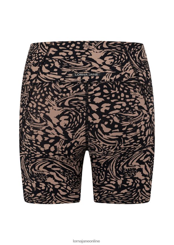 Lorna Jane Oasis Hi-Fold No Ride Pocket Bike Short ZR60X65 Bekleidung neutraler abstrakter Druck Frauen