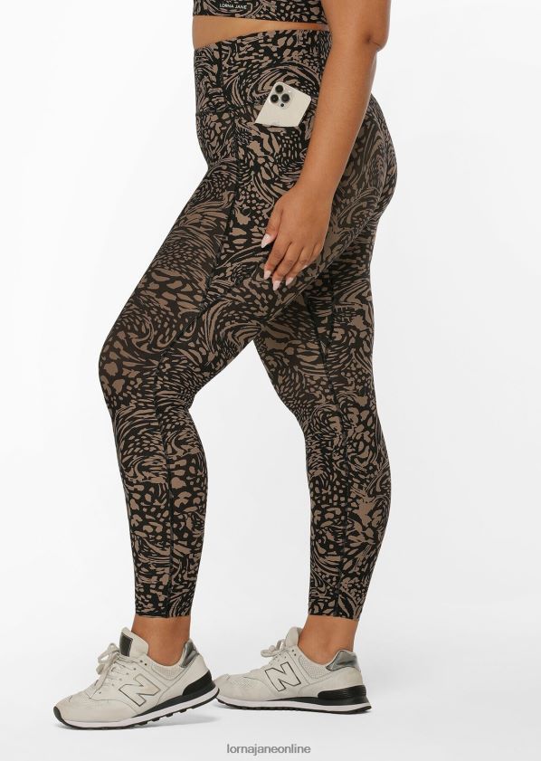 Lorna Jane Oasis Hi-Fold No-Ride-Pocket-Knöchelbeißer-Leggings ZR60X60 Bekleidung neutraler abstrakter Druck Frauen