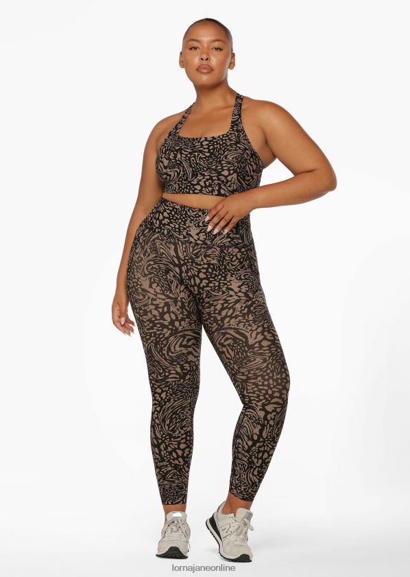 Lorna Jane Oasis Hi-Fold No-Ride-Pocket-Knöchelbeißer-Leggings ZR60X60 Bekleidung neutraler abstrakter Druck Frauen