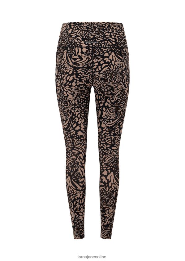 Lorna Jane Oasis Hi-Fold No-Ride-Pocket-Knöchelbeißer-Leggings ZR60X60 Bekleidung neutraler abstrakter Druck Frauen