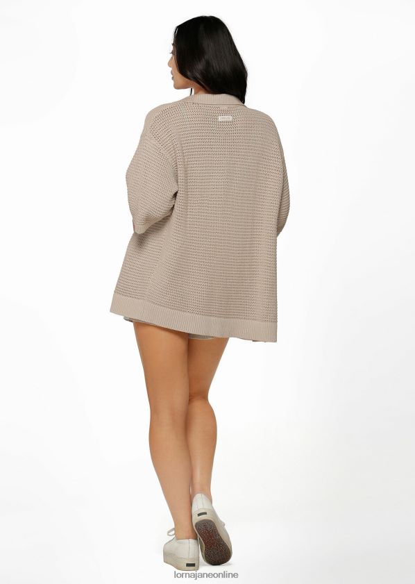 Lorna Jane Offen gewebtes Strickhemd ZR60X303 Bekleidung cremefarben Frauen