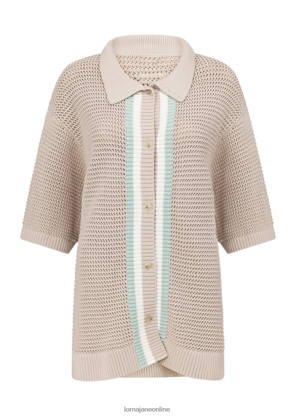 Lorna Jane Offen gewebtes Strickhemd ZR60X303 Bekleidung cremefarben Frauen