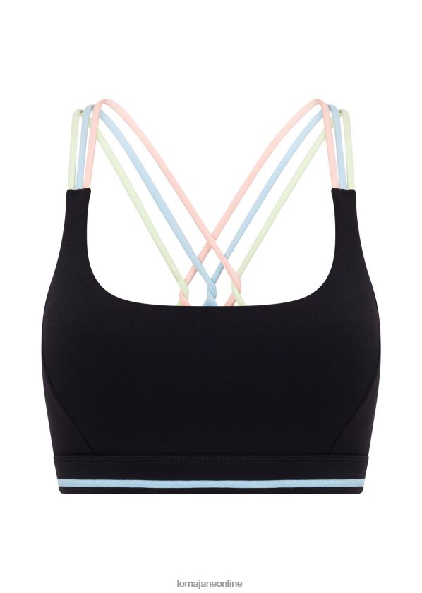 Lorna Jane Pastellfarbener recycelter Sport-BH ZR60X68 Bekleidung Schwarz Frauen