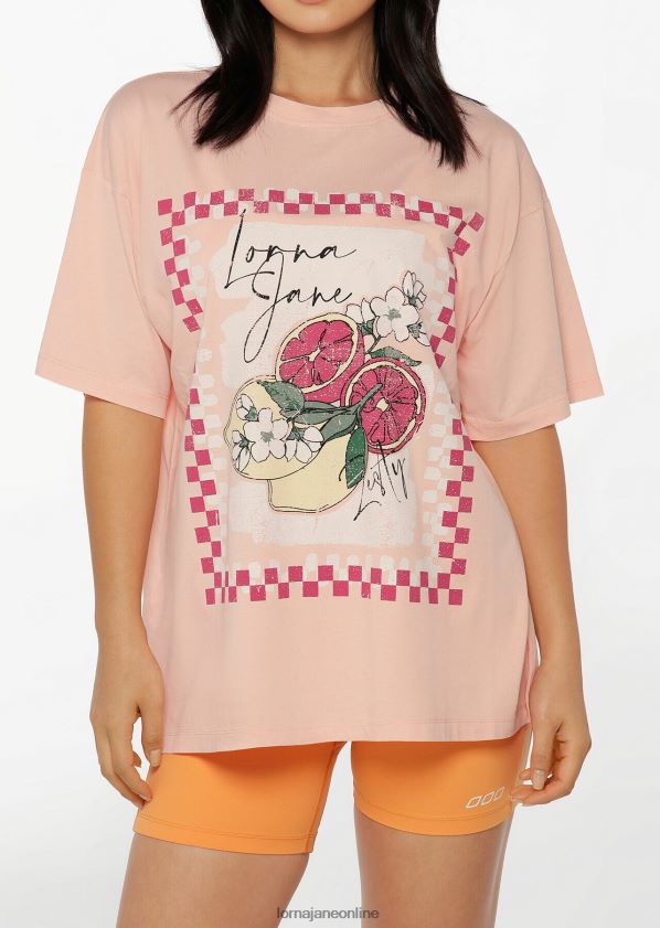 Lorna Jane Pikantes gewaschenes Boyfriend-T-Shirt ZR60X300 Bekleidung gewaschener Staubpfirsich Frauen