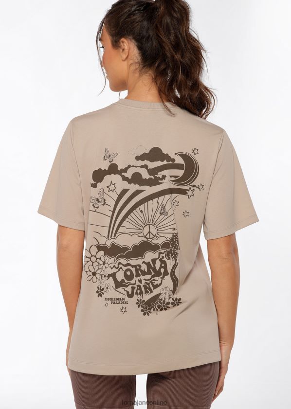 Lorna Jane Psychedelic Paradise entspanntes T-Shirt ZR60X135 Bekleidung cremefarben Frauen