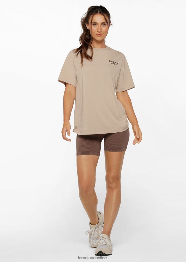 Lorna Jane Psychedelic Paradise entspanntes T-Shirt ZR60X135 Bekleidung cremefarben Frauen